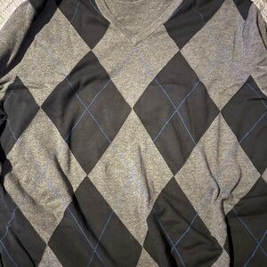 Men's Argyle Sweater - Gray and Black